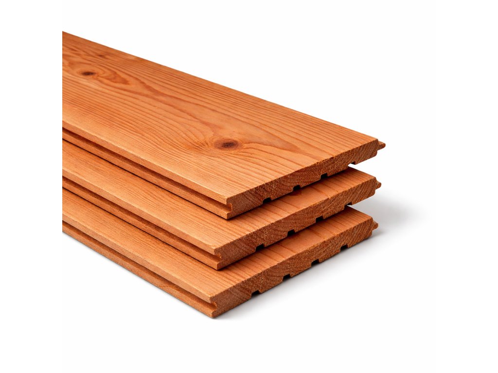 Detail profilu pero a drážka – podlahová palubka modřín