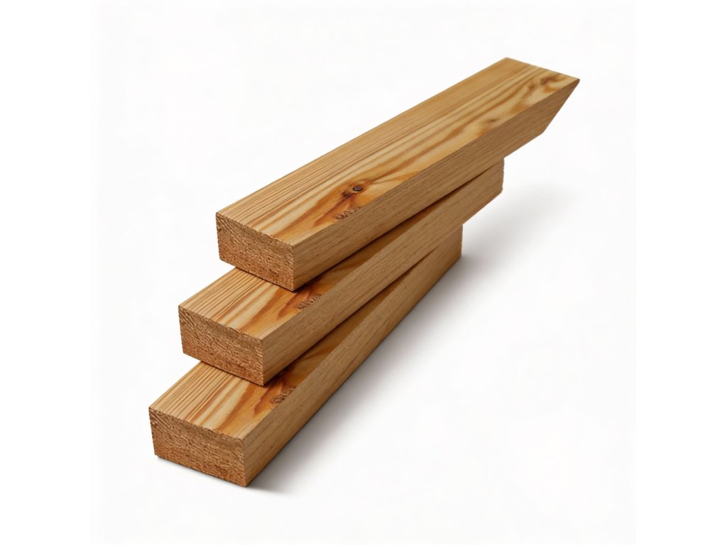 Detail hoblovaného modřínového hranolu Detail hoblovaného modřínového hranolu